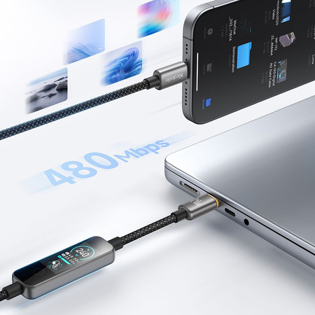 MCDODO KABEL USB-C USB-C SZYBKIE ŁADOWANIE USB TYP C PD 240W 1M LED CZARNY