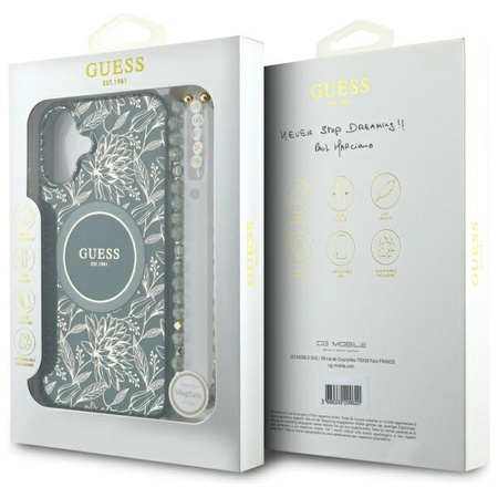 GUESS ETUI HARDCASE IML FLOWERS ALLOVER ELECTRO WITH PEARL STRAP DO MAGSAFE