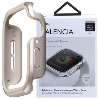 UNIQ etui Valencia Apple Watch Series 4/5/6/SE 40mm. srebrny/titanium silver