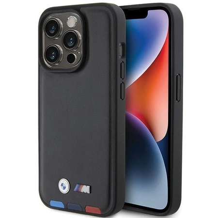 Etui BMW Leather Stamp Tricolor do iPhone 15 Pro - czarne