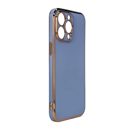 Lighting Color Case etui do iPhone 12 Pro Max żelowy pokrowiec ze złotą ramką niebieski