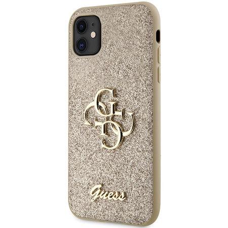 GUESS CASE HARD DO IPHONE 11 6,1 XR ZŁOTE GLITTER SCRIPT BIG 4G PREMIUM