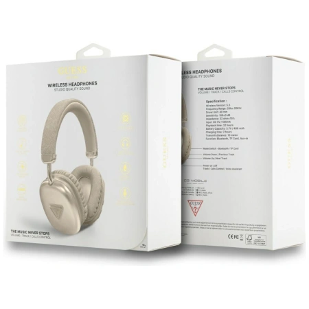 Słuchawki nauszne Guess Bluetooth 5.3 Metallic Triangle Logo złoty