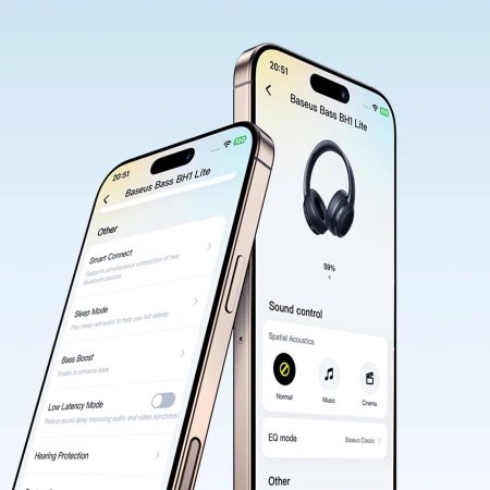 Słuchawki bezprzewodowe Baseus Bass BH1 Lite nauszne Bluetooth 6.0 - czarne