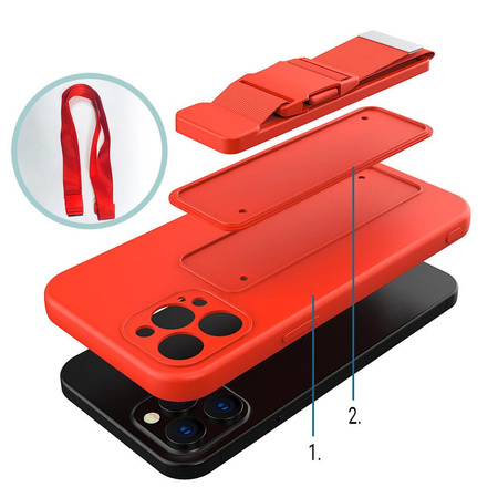 Rope case żelowe etui ze smyczą łańcuszkiem torebka smycz Xiaomi Redmi Note 10 5G / Poco M3 Pro ciemnozielony