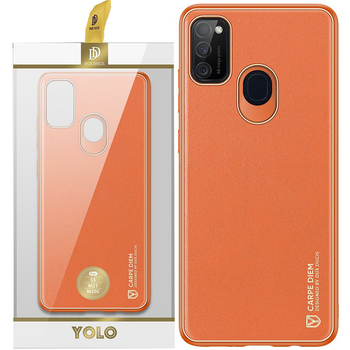 Dux Ducis Yolo eleganckie etui pokrowiec ze skóry ekologicznej Samsung Galaxy M30s pomarańczowy