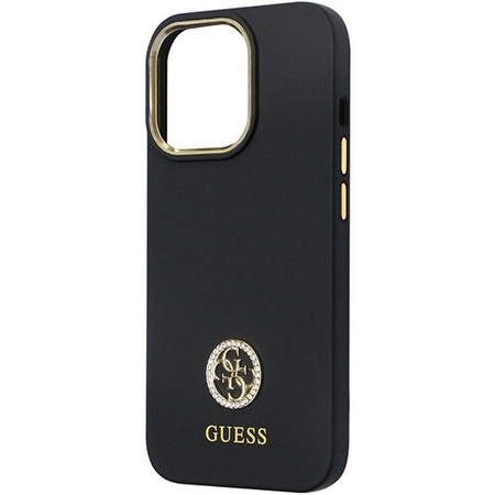 Etui Guess GUHCP13LM4DGPK na iPhone 13 Pro / 13 - czarne Silicone Logo Strass 4G