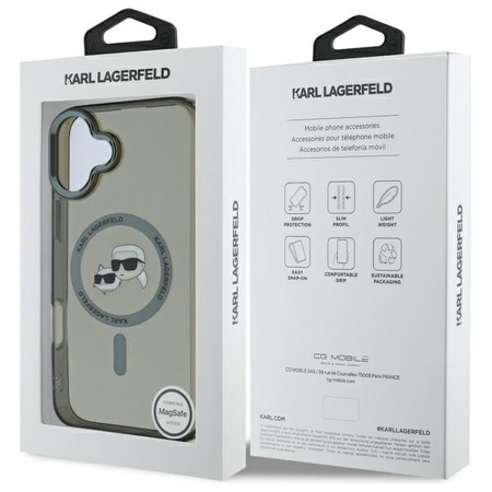 Karl Lagerfeld KLHMP16SHLSKCK iPhone 6.1" czarny/black hardcase IML Metal Karl&Choupette Head MagSafe