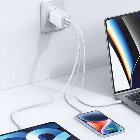 USAMS ŁADOWARKA 2xUSB-C 1xUSB 65W DO MAGSAFE IPHONE 14 PRO MAX PD3.0 QC3.0