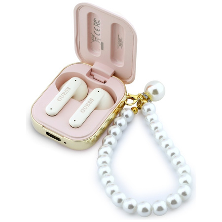 Słuchawki TWS Guess Pearl Strap różowy