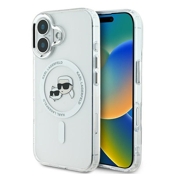 Karl Lagerfeld KLHMP16SHLSKCH iPhone 16 6.1" biały/white hardcase IML Metal Karl&Choupette Head MagSafe