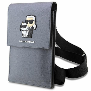 Etui Karl Lagerfeld Torebka KLWBSAKCPMG - srebrne Saffiano Karl&Choupette