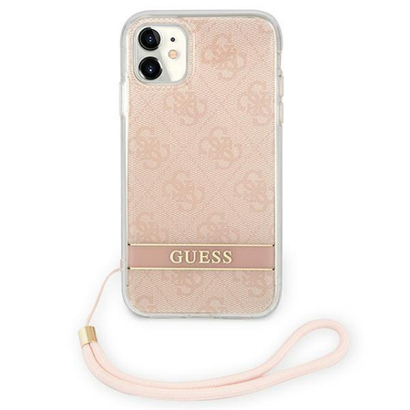 Guess GUOHCN61H4STP iPhone 11 różowy/pink hardcase 4G Print Strap
