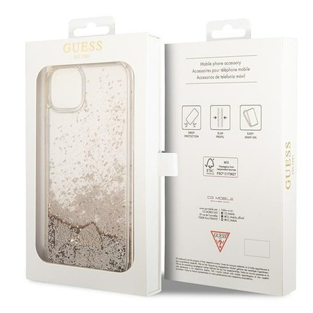 Guess GUOHCP14MGLHFLGO iPhone 14 Plus 6,7" złoty/gold hardcase Glitter Charms