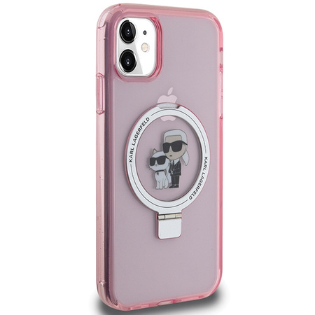 KARL LAGERFELD ETUI HARDCASE DO IPHONE 11 Xr 6.1 RÓŻOWY RING STAND