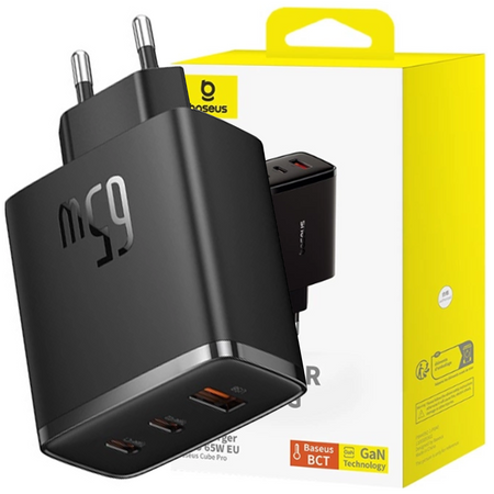 Ładowarka GaN Baseus Cube Pro 65W 2x USB-C USB-A - czarna
