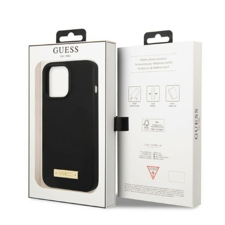 Guess GUHMP13XSPLK iPhone 13 Pro Max 6,7" czarny/black hard case Silicone Logo Plate MagSafe