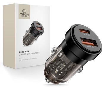 TECH-PROTECT ŁADOWARKA SAMOCHODOWA 2-PORTOWA PD30W QC3.0 DO TELEFONÓW
