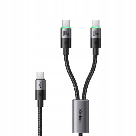 MCDODO KABEL USB-C 2W1 SZYBKIE ŁADOWANIE DO IPHONE MACBOOK LED 100W 2M