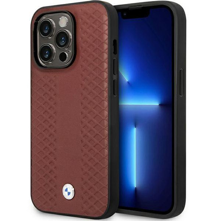 Etui BMW BMHCP14L22RFGR na iPhone 14 Pro burgundowy/burgundy Leather Diamond Pattern