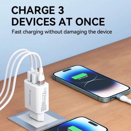 WOZINSKY ŁADOWARKA USB-C 30W 2 X USB-A DO TELEFONÓW I TABLETÓW Z FUNKCJĄ PD