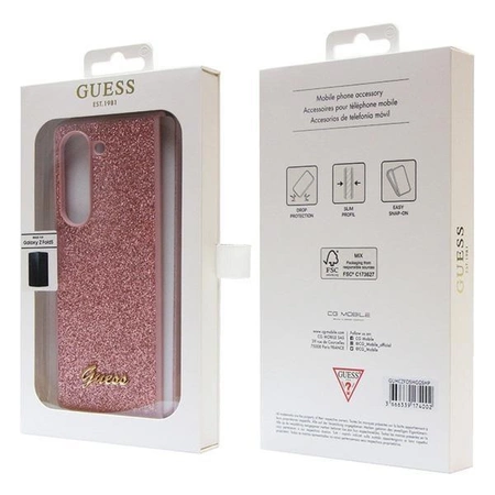 Etui Guess Glitter Script na Samsung Galaxy Z Fold 5 - różowe