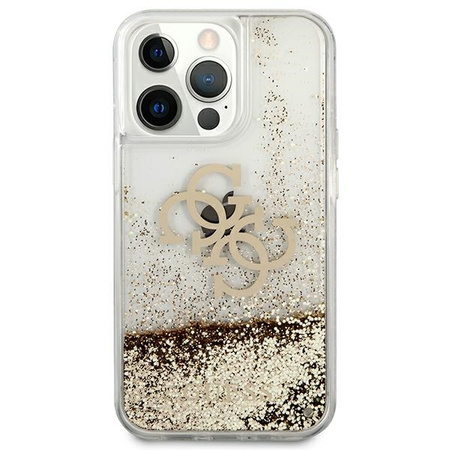 GUESS ETUI HARD CASE DO IPHONE 13 PRO MAX 6,7 ZŁOTY LIQUID GLITTER 4G