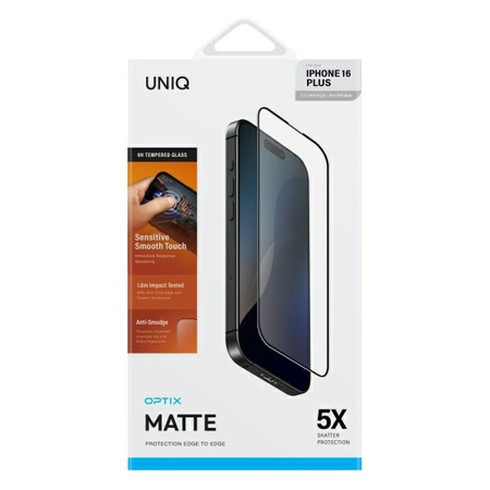 UNIQ OPTIX MATTE SZKŁO HARTOWANE DO IPHONE 16 PLUS 15 PLUS 14 PRO MAX 6.7