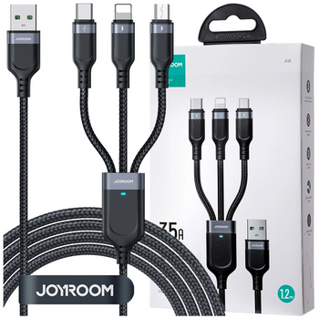 Kabel 3-w-1 Joyroom Multi-Use Series S-1T3018A18 Lightning USB-C micro USB 1.2m - czarny