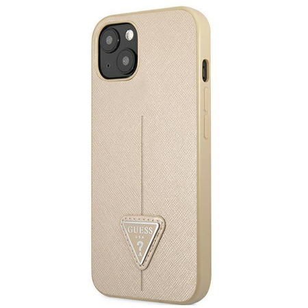 Guess GUHCP13SPSATLE iPhone 13 mini 5,4" beżowy/beige hardcase SaffianoTriangle Logo