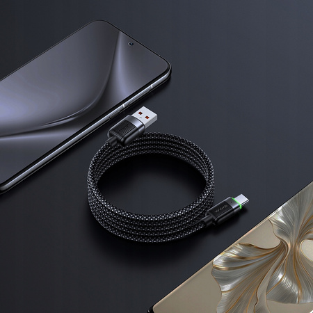 MCDODO KABEL USB-C SZYBKIE ŁADOWANIE DO SAMSUNG XIAOMI TYP C 6A 100W 1M LED