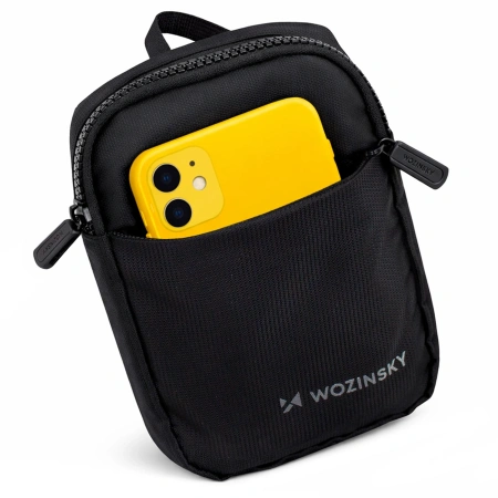 Mini saszetka na ramię Wozinsky WMS-W1 wodoodporna dwukomorowa na telefon unisex - czarna