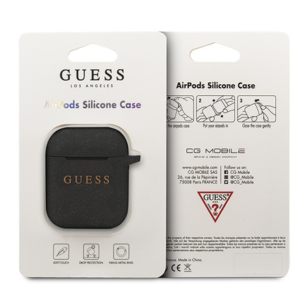 GUESS POKROWIEC SILIKONOWY DO AIRPODS 1 2 Z BŁYSZCZĄCYM WYKOŃCZENIEM