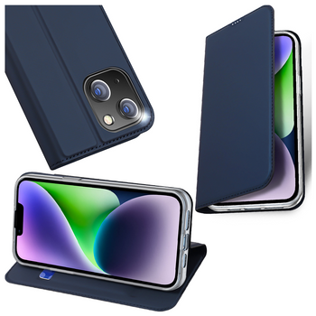 Etui do iPhone 15 Plus pokrowiec z klapką i portfelem Dux Ducis Skin Pro - niebieskie