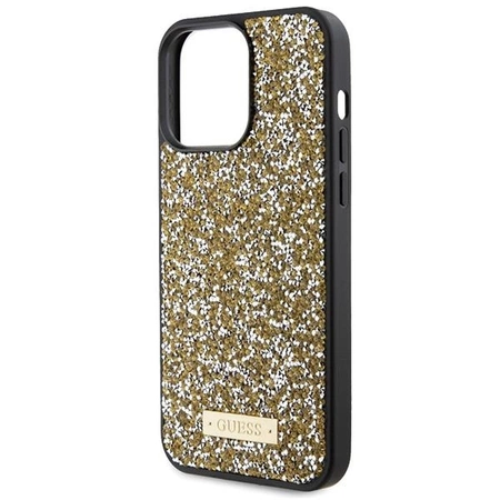 Etui Guess Rhinestone Metal Logo na iPhone 15 Pro Max - żółte