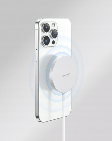 INNOSTYLE MAGEASE ŁADOWARKA INDUKCYJNA BEZPRZEWODOWA DO MAGSAFE IPHONE MAGEASE 15W BIAŁA