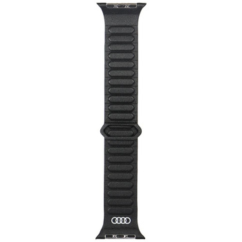 Pasek Audi Logo Genuine Leather Magnetic Ring do Apple Watch 44/45/46/49mm czarny