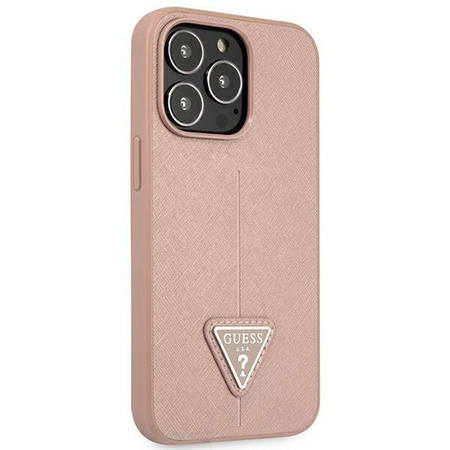 Guess GUHCP14XPSATLP iPhone 14 Pro Max 6,7" różowy/pink hardcase SaffianoTriangle Logo