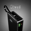 Powerbank SBS 20000 mAh 20 W z wbudowanym kablem USB-C i wyświetlaczem cyfrowym - czarny
