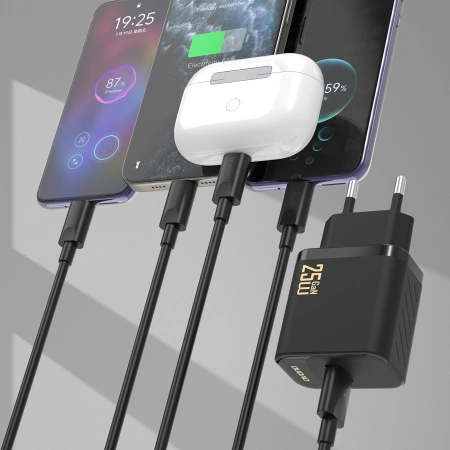 Ładowarka sieciowa Dudao A27STEU 25W GaN USB-A z kablem USB-A - USB-C - biała