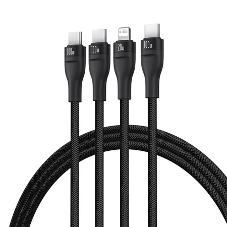 BASEUS KABEL 3W1 USB-C DO LIGHTNING 1,5M DO IPHONE 12 13 14 100W Z 3 KABLAM