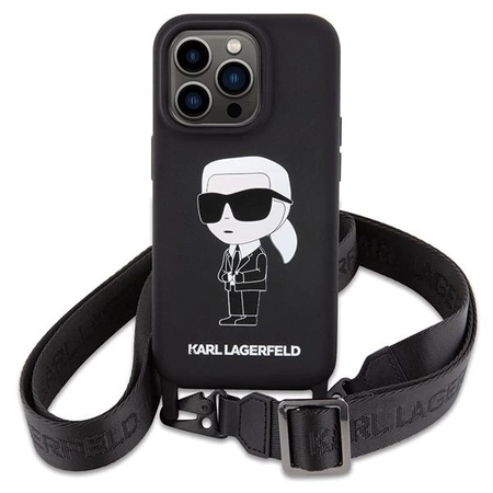 Etui Karl Lagerfeld Crossbody Silicone Ikonik do iPhone 15 Pro - czarne