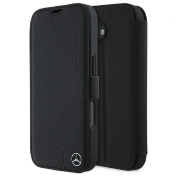 MERCEDES POKROWIEC DO IPHONE 16 6,1 BOOKCASE Z OCHRONĄ SKÓRZANY I DREWNIANY