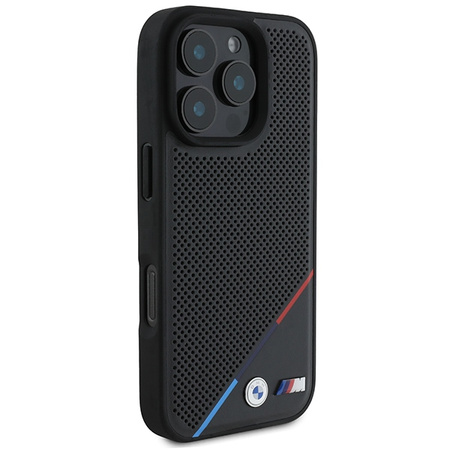 BMW BMHMP16L23PUPDK iPhone 16 Pro 6.3 czarny/black hardcase M Perforated Tricolor Line MagSafe