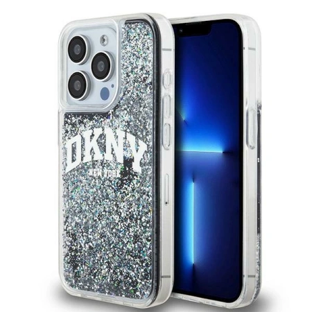 DKNY ETUI HARDCASE DO IPHONE 13 PRO Z LIQUID GLITTER I WIELKIM LOGO BIG