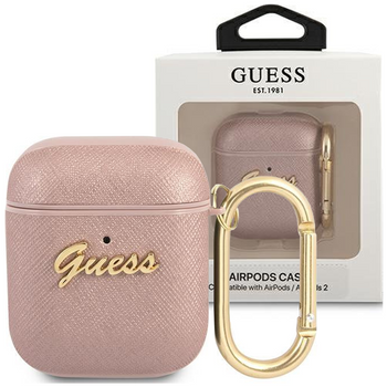 Guess GUA2SASMP AirPods cover różowy/pink Saffiano Script Metal Collection