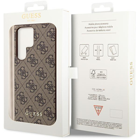 Etui Guess GUHCS23LG4GFBR S23 Ultra S918 - brązowe 4G Metal Gold Logo