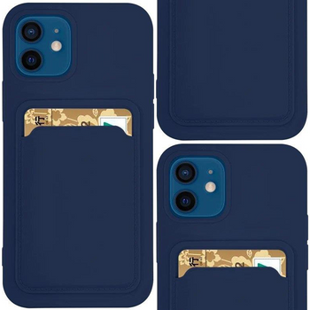 Card Case silikonowe etui portfel z kieszonką na kartę dokumenty do Xiaomi Redmi Note 11 Pro+ 5G / 11 Pro 5G / 11 Pro granatowy