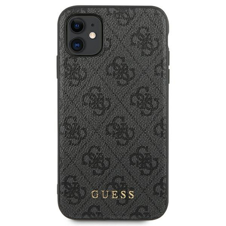 GUESS ETUI HARD CASE DO IPHONE 11 6,1 Xr 4G METAL GOLD LOGO Z LOGO SZARY