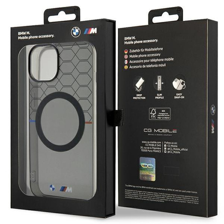 Etui BMW BMHMP14SHGPK na iPhone 14 - szare Pattern MagSafe